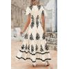 image:imagePRETTYGARDEN Womens 2026 Summer Casual V Neck Boho Maxi Dress Flowy Aline Bell Sleeve Tiered Floral Dresses with PocketFloral Apricot Black