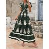 image:imagePRETTYGARDEN Womens 2026 Summer Casual V Neck Boho Maxi Dress Flowy Aline Bell Sleeve Tiered Floral Dresses with PocketFloral Army Green White