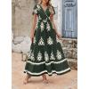image:imagePRETTYGARDEN Womens 2026 Summer Casual V Neck Boho Maxi Dress Flowy Aline Bell Sleeve Tiered Floral Dresses with PocketFloral Army Green White