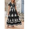 image:imagePRETTYGARDEN Womens 2026 Summer Casual V Neck Boho Maxi Dress Flowy Aline Bell Sleeve Tiered Floral Dresses with PocketFloral Black White