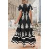 image:imagePRETTYGARDEN Womens 2026 Summer Casual V Neck Boho Maxi Dress Flowy Aline Bell Sleeve Tiered Floral Dresses with PocketFloral Black White