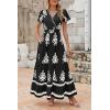 image:imagePRETTYGARDEN Womens 2026 Summer Casual V Neck Boho Maxi Dress Flowy Aline Bell Sleeve Tiered Floral Dresses with PocketFloral Black White
