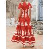 image:imagePRETTYGARDEN Womens 2026 Summer Casual V Neck Boho Maxi Dress Flowy Aline Bell Sleeve Tiered Floral Dresses with PocketFloral Brick Red White