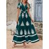 image:imagePRETTYGARDEN Womens 2026 Summer Casual V Neck Boho Maxi Dress Flowy Aline Bell Sleeve Tiered Floral Dresses with PocketFloral Dark Green White