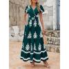 image:imagePRETTYGARDEN Womens 2026 Summer Casual V Neck Boho Maxi Dress Flowy Aline Bell Sleeve Tiered Floral Dresses with PocketFloral Dark Green White