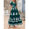 image:imagePRETTYGARDEN Womens 2026 Summer Casual V Neck Boho Maxi Dress Flowy Aline Bell Sleeve Tiered Floral Dresses with PocketFloral Dark Green White