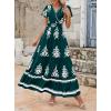 image:imagePRETTYGARDEN Womens 2026 Summer Casual V Neck Boho Maxi Dress Flowy Aline Bell Sleeve Tiered Floral Dresses with PocketFloral Dark Green White