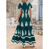 image:imagePRETTYGARDEN Womens 2026 Summer Casual V Neck Boho Maxi Dress Flowy Aline Bell Sleeve Tiered Floral Dresses with PocketFloral Dark Green White