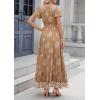 image:imagePRETTYGARDEN Womens 2026 Summer Casual V Neck Boho Maxi Dress Flowy Aline Bell Sleeve Tiered Floral Dresses with PocketFloral Khaki White