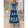 image:imagePRETTYGARDEN Womens 2026 Summer Casual V Neck Boho Maxi Dress Flowy Aline Bell Sleeve Tiered Floral Dresses with PocketFloral Lake Blue White