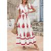 image:imagePRETTYGARDEN Womens 2026 Summer Casual V Neck Boho Maxi Dress Flowy Aline Bell Sleeve Tiered Floral Dresses with PocketFloral Light Apricot Orange