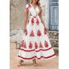 image:imagePRETTYGARDEN Womens 2026 Summer Casual V Neck Boho Maxi Dress Flowy Aline Bell Sleeve Tiered Floral Dresses with PocketFloral Light Apricot Orange