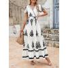 image:imagePRETTYGARDEN Womens 2026 Summer Casual V Neck Boho Maxi Dress Flowy Aline Bell Sleeve Tiered Floral Dresses with PocketFloral White Black