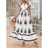image:imagePRETTYGARDEN Womens 2026 Summer Casual V Neck Boho Maxi Dress Flowy Aline Bell Sleeve Tiered Floral Dresses with PocketFloral White Black