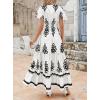 image:imagePRETTYGARDEN Womens 2026 Summer Casual V Neck Boho Maxi Dress Flowy Aline Bell Sleeve Tiered Floral Dresses with PocketFloral White Black