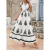 image:imagePRETTYGARDEN Womens 2026 Summer Casual V Neck Boho Maxi Dress Flowy Aline Bell Sleeve Tiered Floral Dresses with PocketFloral White Black