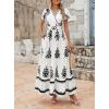image:imagePRETTYGARDEN Womens 2026 Summer Casual V Neck Boho Maxi Dress Flowy Aline Bell Sleeve Tiered Floral Dresses with PocketFloral White Black