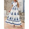 image:imagePRETTYGARDEN Womens 2026 Summer Casual V Neck Boho Maxi Dress Flowy Aline Bell Sleeve Tiered Floral Dresses with PocketFloral White Blue