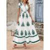 image:imagePRETTYGARDEN Womens 2026 Summer Casual V Neck Boho Maxi Dress Flowy Aline Bell Sleeve Tiered Floral Dresses with PocketFloral White Green