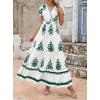 image:imagePRETTYGARDEN Womens 2026 Summer Casual V Neck Boho Maxi Dress Flowy Aline Bell Sleeve Tiered Floral Dresses with PocketFloral White Green