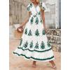 image:imagePRETTYGARDEN Womens 2026 Summer Casual V Neck Boho Maxi Dress Flowy Aline Bell Sleeve Tiered Floral Dresses with PocketFloral White Green