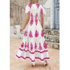 image:imagePRETTYGARDEN Womens 2026 Summer Casual V Neck Boho Maxi Dress Flowy Aline Bell Sleeve Tiered Floral Dresses with PocketFloral White Rose Red