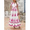 image:imagePRETTYGARDEN Womens 2026 Summer Casual V Neck Boho Maxi Dress Flowy Aline Bell Sleeve Tiered Floral Dresses with PocketFloral White Rose Red