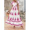 image:imagePRETTYGARDEN Womens 2026 Summer Casual V Neck Boho Maxi Dress Flowy Aline Bell Sleeve Tiered Floral Dresses with PocketFloral White Rose Red