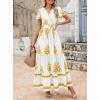 image:imagePRETTYGARDEN Womens 2026 Summer Casual V Neck Boho Maxi Dress Flowy Aline Bell Sleeve Tiered Floral Dresses with PocketFloral White Yellow