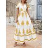 image:imagePRETTYGARDEN Womens 2026 Summer Casual V Neck Boho Maxi Dress Flowy Aline Bell Sleeve Tiered Floral Dresses with PocketFloral White Yellow