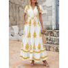 image:imagePRETTYGARDEN Womens 2026 Summer Casual V Neck Boho Maxi Dress Flowy Aline Bell Sleeve Tiered Floral Dresses with PocketFloral White Yellow