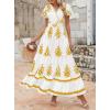 image:imagePRETTYGARDEN Womens 2026 Summer Casual V Neck Boho Maxi Dress Flowy Aline Bell Sleeve Tiered Floral Dresses with PocketFloral White Yellow