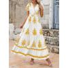 image:imagePRETTYGARDEN Womens 2026 Summer Casual V Neck Boho Maxi Dress Flowy Aline Bell Sleeve Tiered Floral Dresses with PocketFloral White Yellow