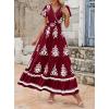 image:imagePRETTYGARDEN Womens 2026 Summer Casual V Neck Boho Maxi Dress Flowy Aline Bell Sleeve Tiered Floral Dresses with PocketFloral Wine Red White