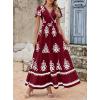 image:imagePRETTYGARDEN Womens 2026 Summer Casual V Neck Boho Maxi Dress Flowy Aline Bell Sleeve Tiered Floral Dresses with PocketFloral Wine Red White