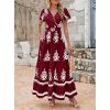 image:imagePRETTYGARDEN Womens 2026 Summer Casual V Neck Boho Maxi Dress Flowy Aline Bell Sleeve Tiered Floral Dresses with PocketFloral Wine Red White