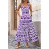 image:imagePRETTYGARDEN Womens 2026 Summer Dresses Fashion Clothing Floral Maxi Dress Ruffle Long Flowy Boho Beach Vacation SundressesFloral Purple White
