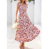 image:imagePRETTYGARDEN Womens 2026 Summer Floral Midi Dress Cap Sleeve V Neck Ruffle Long Flowy Boho Casual Beach Vacation DressesFloral Black Apricot