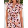 image:imagePRETTYGARDEN Womens 2026 Summer Floral Midi Dress Cap Sleeve V Neck Ruffle Long Flowy Boho Casual Beach Vacation DressesFloral Black Apricot