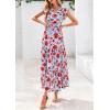 image:imagePRETTYGARDEN Womens 2026 Summer Floral Midi Dress Cap Sleeve V Neck Ruffle Long Flowy Boho Casual Beach Vacation DressesFloral Blue Red