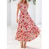 image:imagePRETTYGARDEN Womens 2026 Summer Floral Midi Dress Cap Sleeve V Neck Ruffle Long Flowy Boho Casual Beach Vacation DressesFloral Orange Pink Red