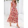 image:imagePRETTYGARDEN Womens 2026 Summer Floral Midi Dress Cap Sleeve V Neck Ruffle Long Flowy Boho Casual Beach Vacation DressesFloral Orange Pink Red