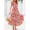 image:imagePRETTYGARDEN Womens 2026 Summer Floral Midi Dress Cap Sleeve V Neck Ruffle Long Flowy Boho Casual Beach Vacation DressesFloral Orange Pink Red