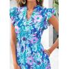 image:imagePRETTYGARDEN Womens 2026 Summer Floral Midi Dress Cap Sleeve V Neck Ruffle Long Flowy Boho Casual Beach Vacation DressesFloral Purple Blue