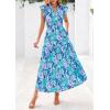 image:imagePRETTYGARDEN Womens 2026 Summer Floral Midi Dress Cap Sleeve V Neck Ruffle Long Flowy Boho Casual Beach Vacation DressesFloral Purple Blue
