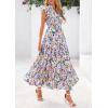 image:imagePRETTYGARDEN Womens 2026 Summer Floral Midi Dress Cap Sleeve V Neck Ruffle Long Flowy Boho Casual Beach Vacation DressesFloral Purple Pink
