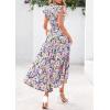 image:imagePRETTYGARDEN Womens 2026 Summer Floral Midi Dress Cap Sleeve V Neck Ruffle Long Flowy Boho Casual Beach Vacation DressesFloral Purple Pink
