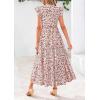 image:imagePRETTYGARDEN Womens 2026 Summer Floral Midi Dress Cap Sleeve V Neck Ruffle Long Flowy Boho Casual Beach Vacation DressesFloral White Orange