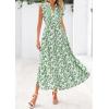 image:imagePRETTYGARDEN Womens 2026 Summer Floral Midi Dress Cap Sleeve V Neck Ruffle Long Flowy Boho Casual Beach Vacation DressesLeaves Light Green