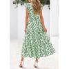 image:imagePRETTYGARDEN Womens 2026 Summer Floral Midi Dress Cap Sleeve V Neck Ruffle Long Flowy Boho Casual Beach Vacation DressesLeaves Light Green